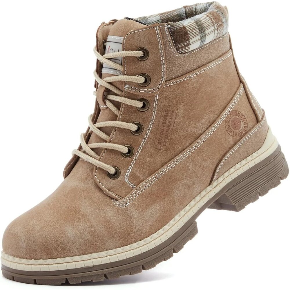 〽️Women's Lightbrown ANJOUFEMME Waterproof Lightweight Winter Ankle Boots